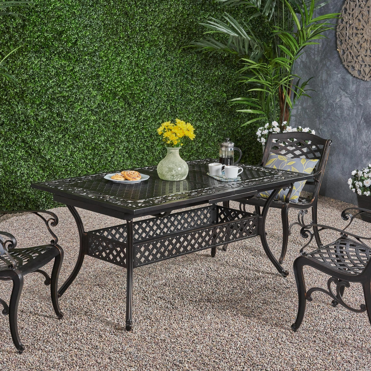 Phoenix Outdoor 64" - 81"Expandable Cast Aluminum Dining Table by Christopher Knight Home