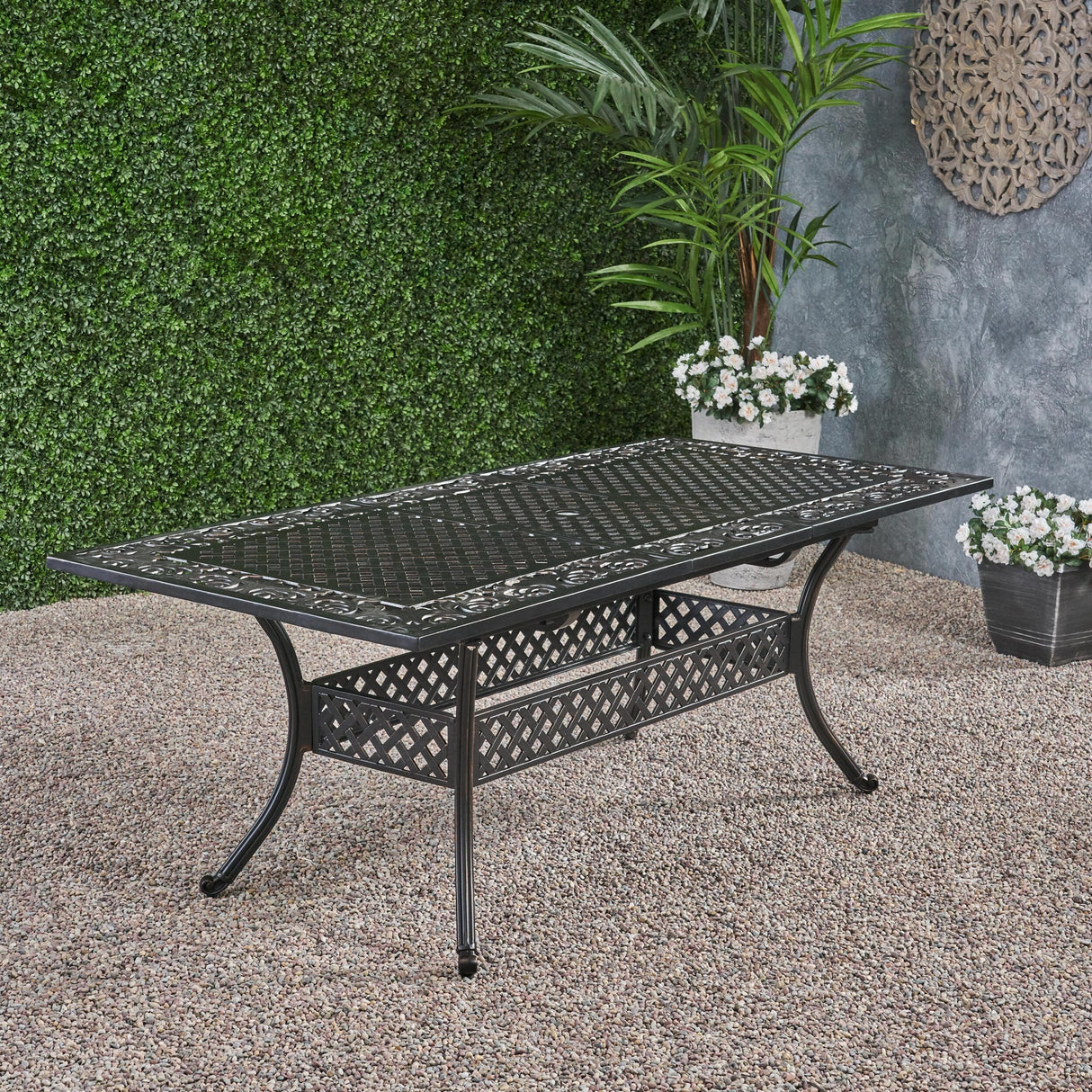 Phoenix Outdoor 64" - 81"Expandable Cast Aluminum Dining Table by Christopher Knight Home