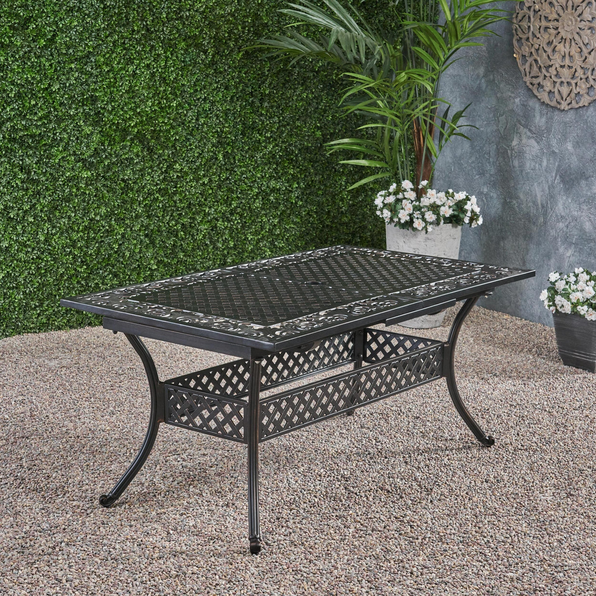 Phoenix Outdoor 64" - 81"Expandable Cast Aluminum Dining Table by Christopher Knight Home
