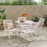 Phoenix Traditional Outdoor Aluminum 5 Piece Dining Set by Christopher Knight Home