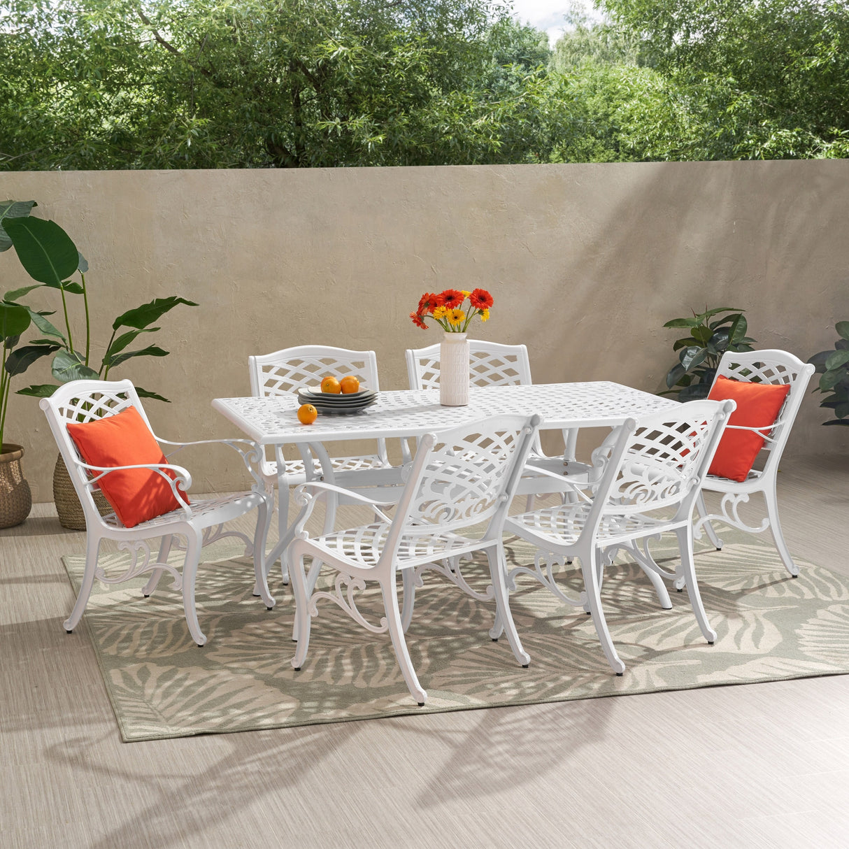 Phoenix Traditional Outdoor Aluminum 7 Piece Dining Set by Christopher Knight Home