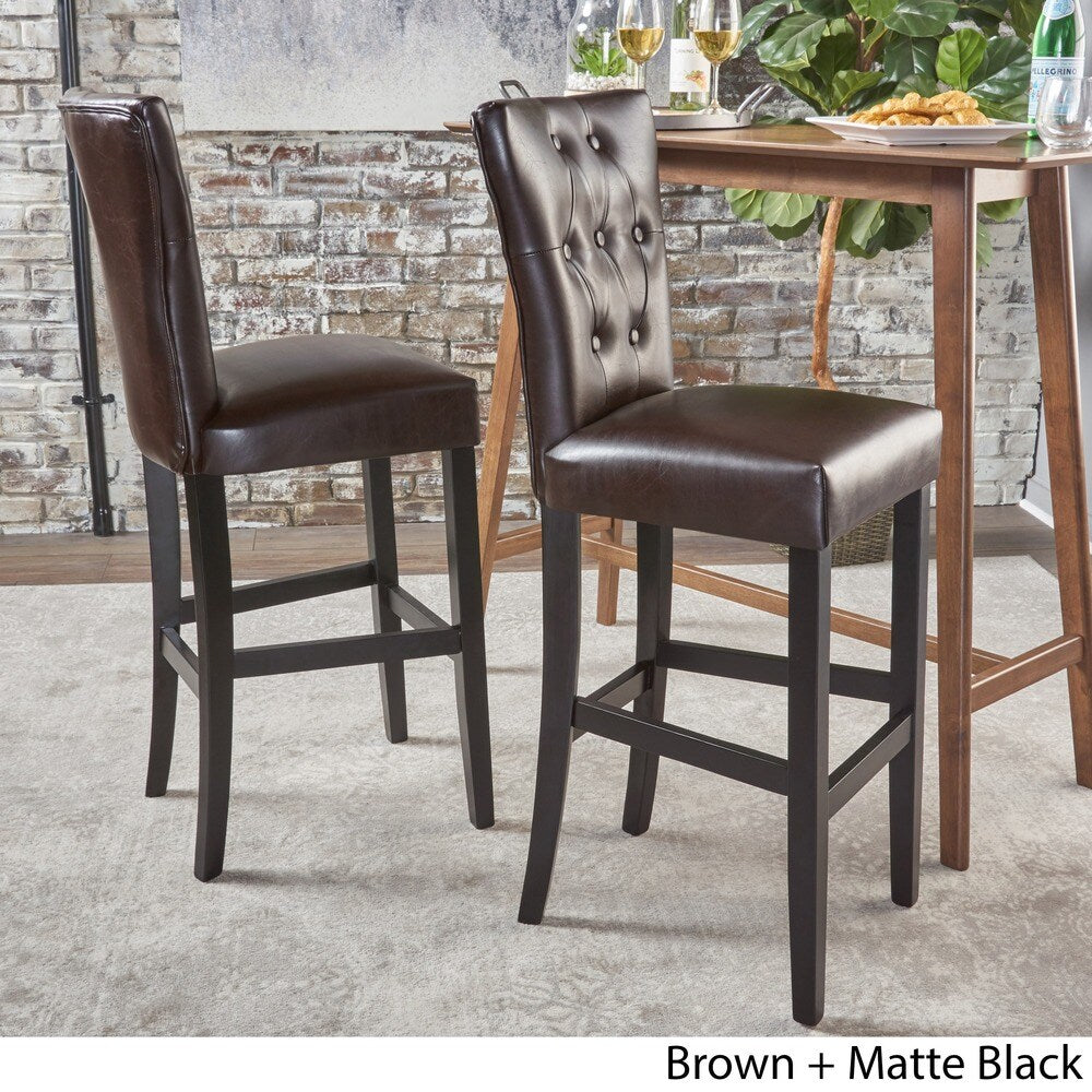 Pia Backed Faux Leather Barstool (Set of 2) by Christopher Knight Home