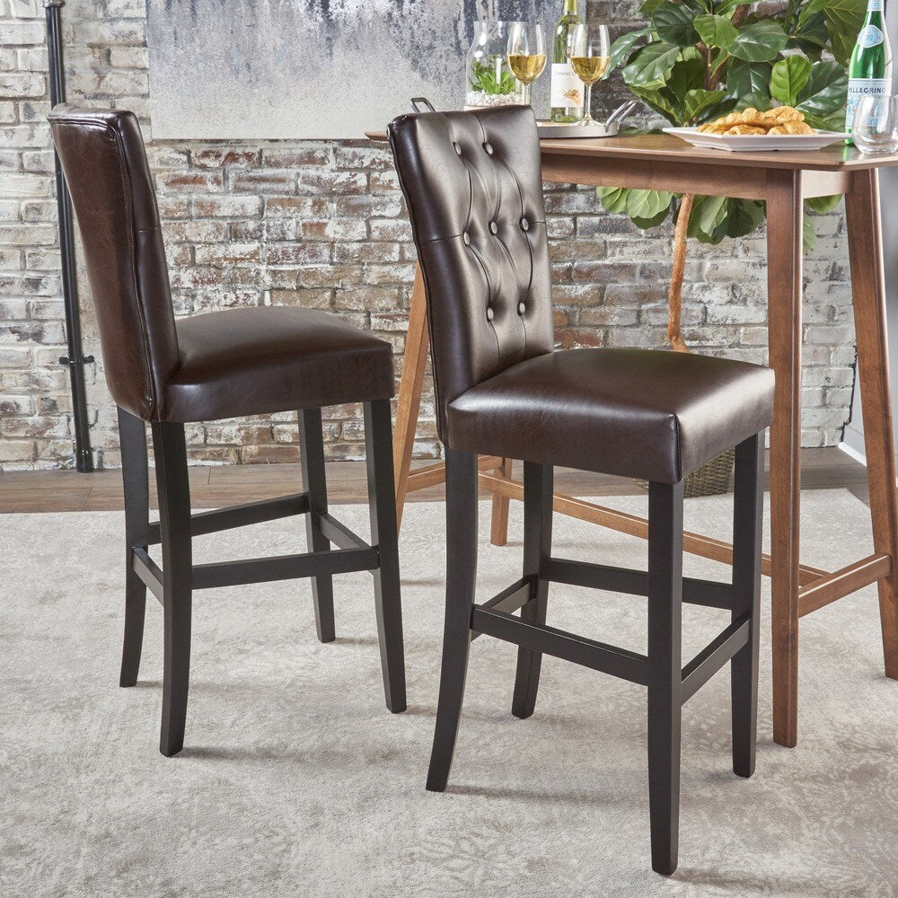 Pia Backed Faux Leather Barstool (Set of 2) by Christopher Knight Home