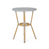 Picardy Outdoor Aluminum and Wicker Outdoor French Cafe Table by Christopher Knight Home - 21.75"L x 21.75"W x 28.50"H