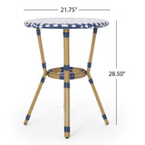 Picardy Outdoor Aluminum and Wicker Outdoor French Cafe Table by Christopher Knight Home - 21.75"L x 21.75"W x 28.50"H