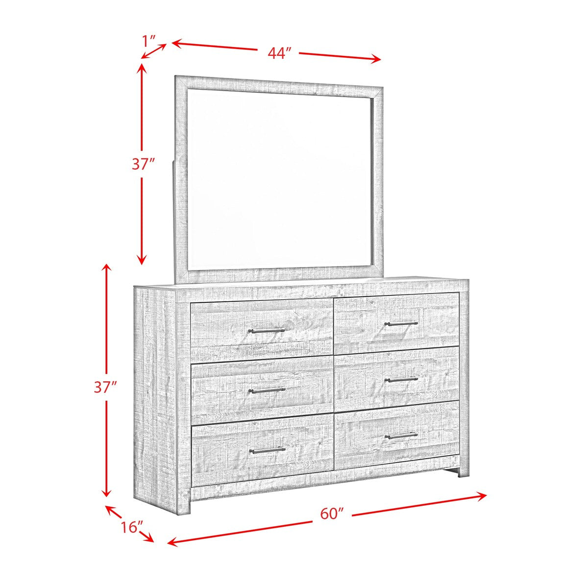 Picket House Furnishings Beckett 6-Drawer Dresser & Mirror Set