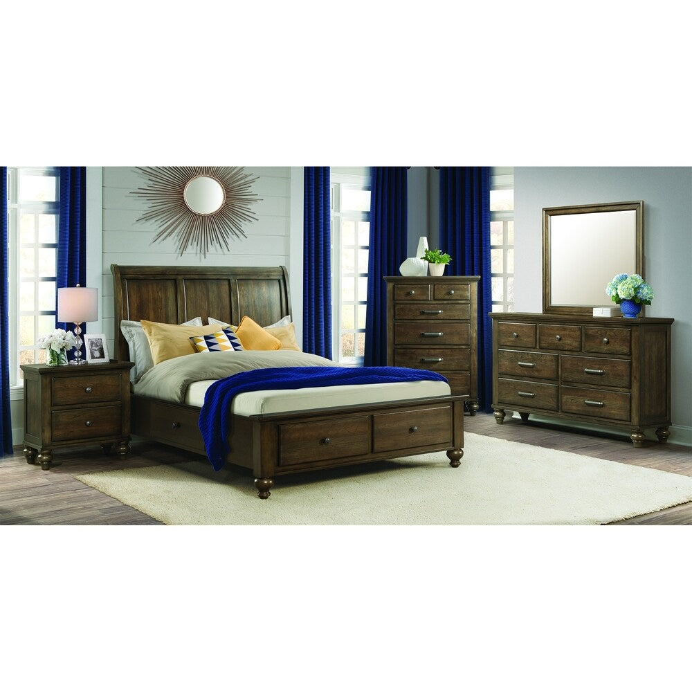 Picket House Furnishings Channing Brown Wooden King 4-Drawer Platform Storage Bed