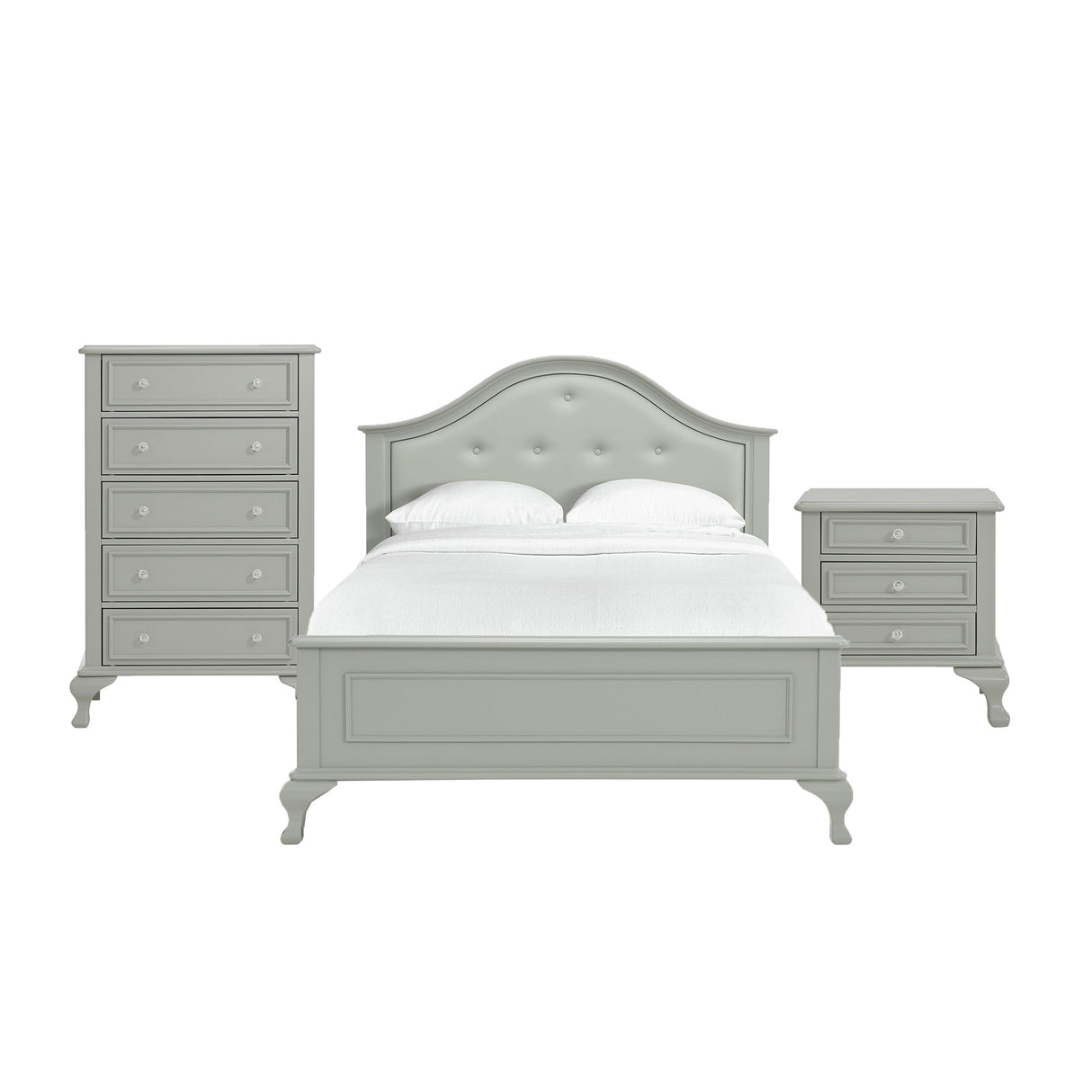 Picket House Furnishings Jenna Full Panel 3PC Bedroom Set in Grey