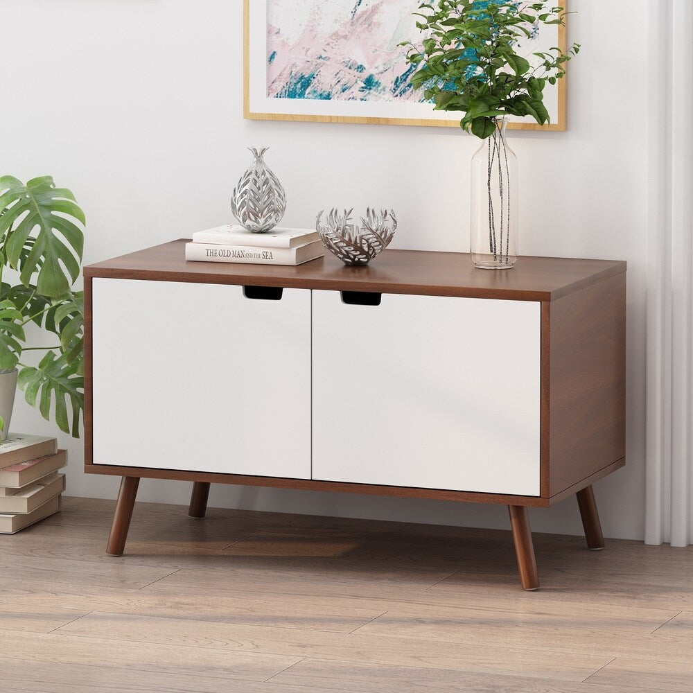 Pickfair Mid-Century Modern 2 Door Cabinet by Christopher Knight Home - 31.50" W x 15.50" D x 18.75" H