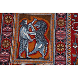 Pictorial Red Animals Kashan Turkish Area Rug Machine Made Carpet - 8'0" x 11'4"