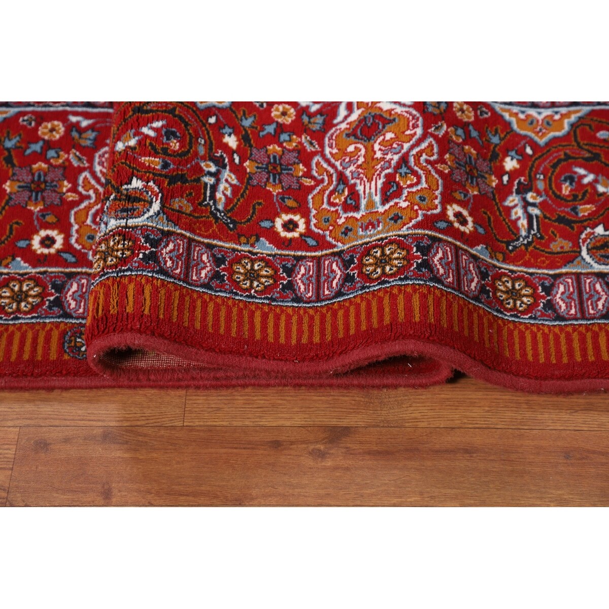 Pictorial Red Animals Kashan Turkish Area Rug Machine Made Carpet - 8'0" x 11'4"