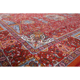 Pictorial Red Animals Kashan Turkish Area Rug Machine Made Carpet - 8'0" x 11'4"