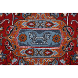 Pictorial Red Animals Kashan Turkish Area Rug Machine Made Carpet - 8'0" x 11'4"