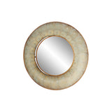 Pierced Gold Metal Large, Round Wall Mirror with Eclectic Circle Designs, 36" x 36"