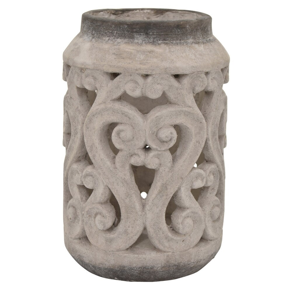 Piereced Flower Pot in White Terracotta 7in L x 7in W x 11in H