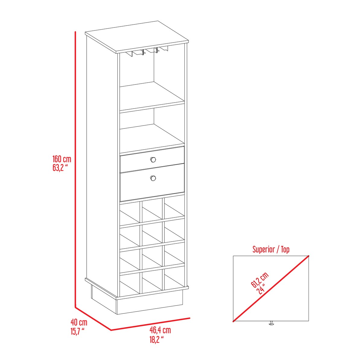 Pierpont 12-Bottle 2-Drawer 1-Shelf Bar Cabinet Black Wengue