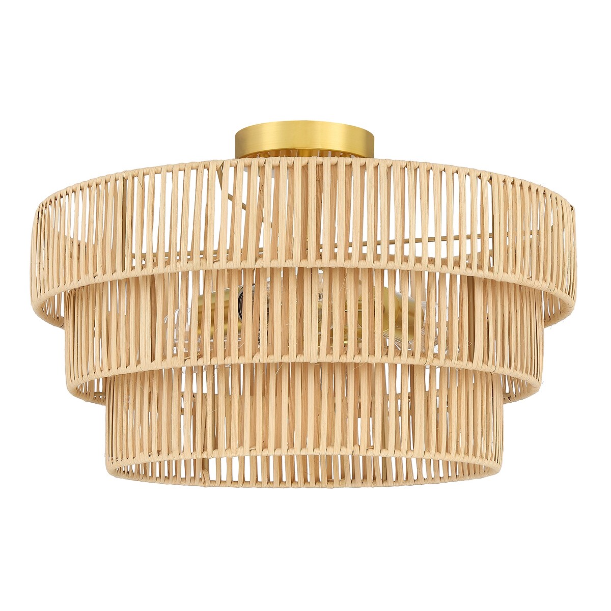Piersan 3-Light Semi-Flush Mount with Tiered Rattan shades - 18'' W