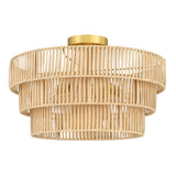 Piersan 3-Light Semi-Flush Mount with Tiered Rattan shades - 18'' W