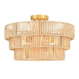 Piersan 3-Light Semi-Flush Mount with Tiered Rattan shades - 18'' W