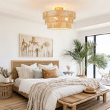 Piersan 3-Light Semi-Flush Mount with Tiered Rattan shades - 18'' W