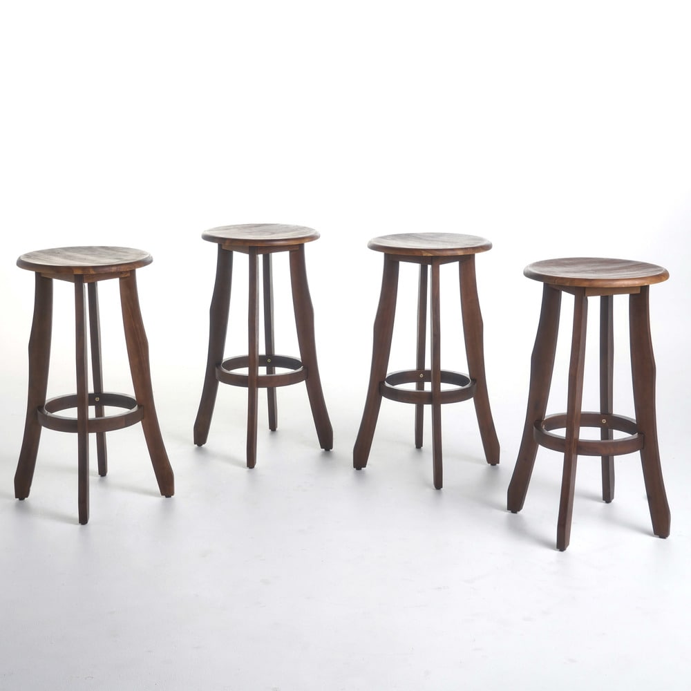 Pike Outdoor Acacia Wood Barstool (Set of 4) by Christopher Knight Home