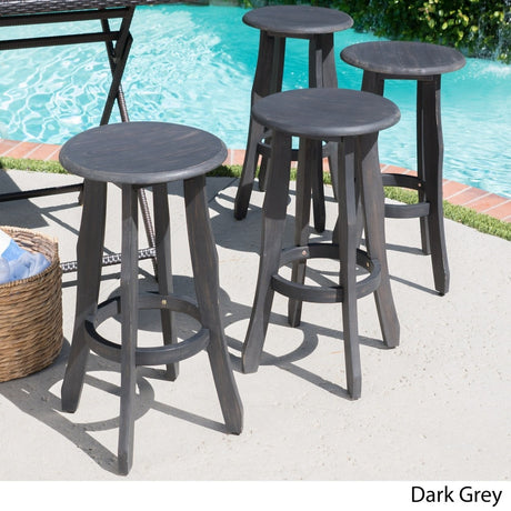 Pike Outdoor Acacia Wood Barstool (Set of 4) by Christopher Knight Home