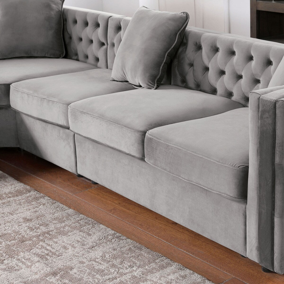Pilk Button Tufted Sectional w/ Armless Chair by Furniture of America