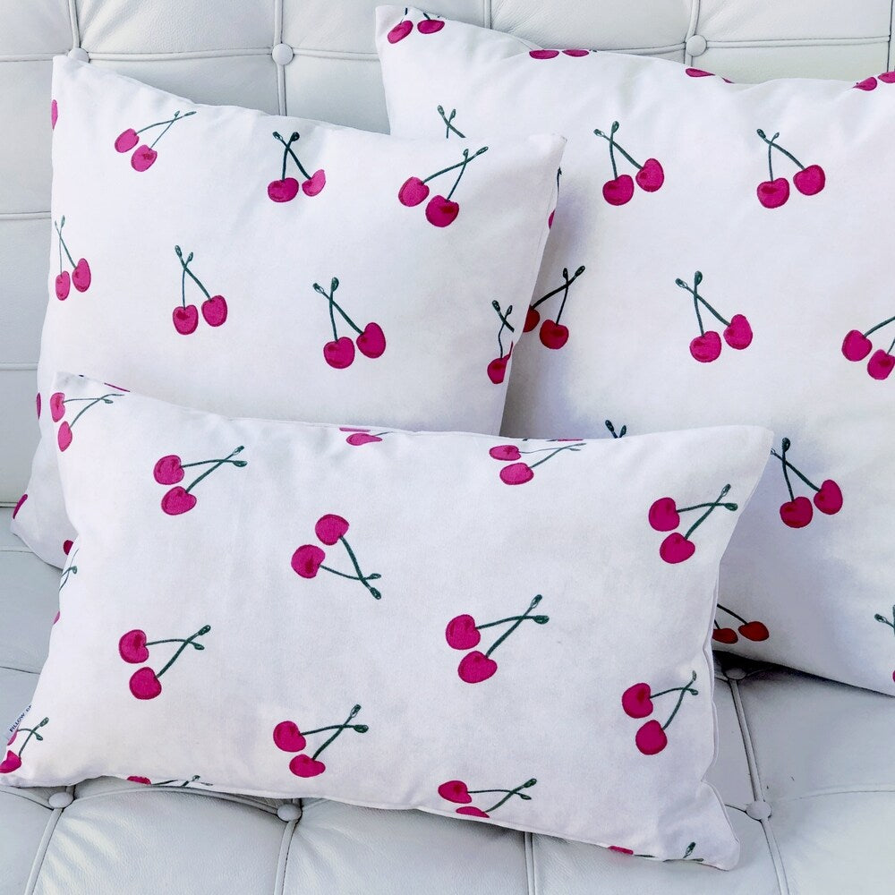 Cherry Rain Cotton 17x17 Throw Pillow with Polyfill Insert