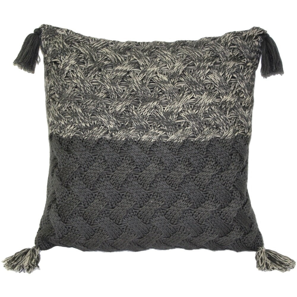 Hygge Winter Field Cross Knit 18x18 Throw Pillow with Polyfill Insert