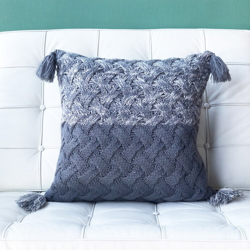 Hygge Winter Field Cross Knit 18x18 Throw Pillow with Polyfill Insert