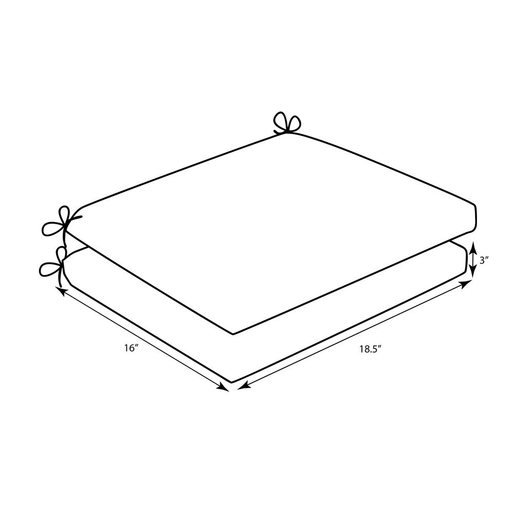 Pillow Perfect Dyed Matte Solid Squared Corners Seat Cushion (Set of 2)