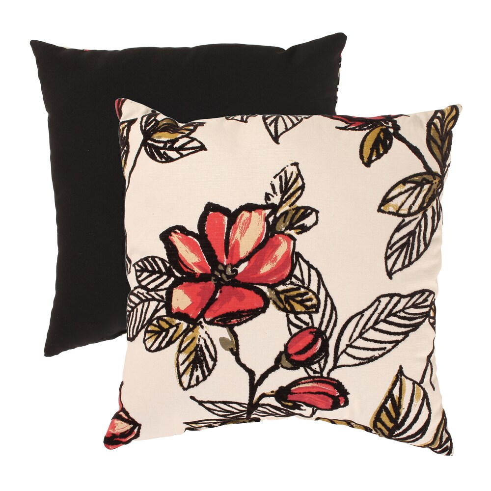 Pillow Perfect Flocked Floral 18-inch Throw Pillow