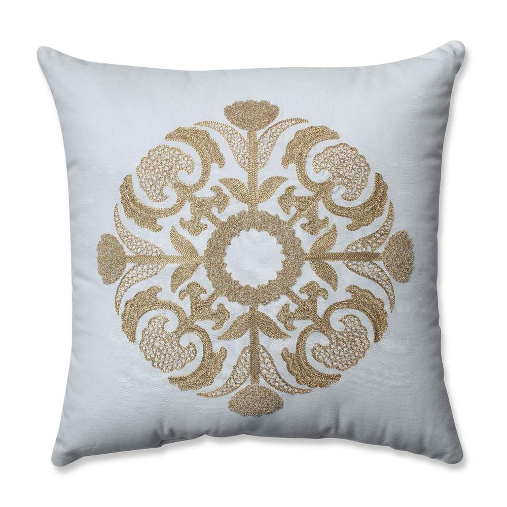 Pillow Perfect Glamour Medallion Gold-White 17.5-inch Throw Pillow