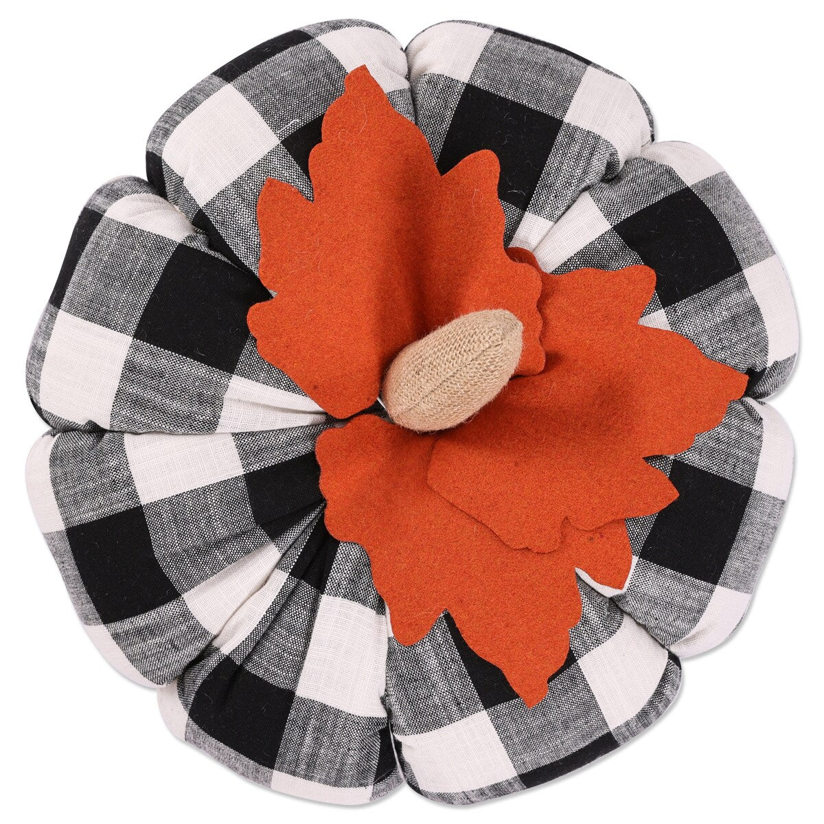 Pillow Perfect Indoor Buffalo Check Pumpkin Black/White Round Throw Pillow, 12 X 12 X 5.5