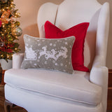 Pillow Perfect Indoor Santa Sleigh & Reindeers Christmas Gray Rectangular Throw Pillow, 12 X 18 X 5