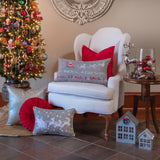 Pillow Perfect Indoor Santa Sleigh & Reindeers Christmas Gray Rectangular Throw Pillow, 12 X 18 X 5