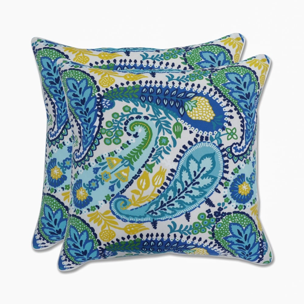 Pillow Perfect Outdoor Amalia Paisley Blue Throw Pillow (Set of 2)