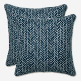 Pillow Perfect Outdoor Herringbone Ink Blue 16.5-inch Throw Pillow (Set of 2) - 16.5 X 16.5 X 5 - 16.5 X 16.5 X 5