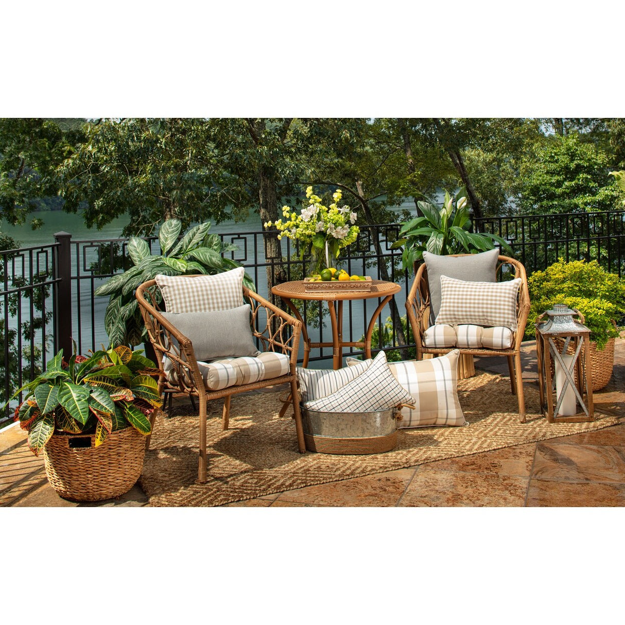 Pillow Perfect Outdoor Tory Bisque Throw Pillow (Set of 2)