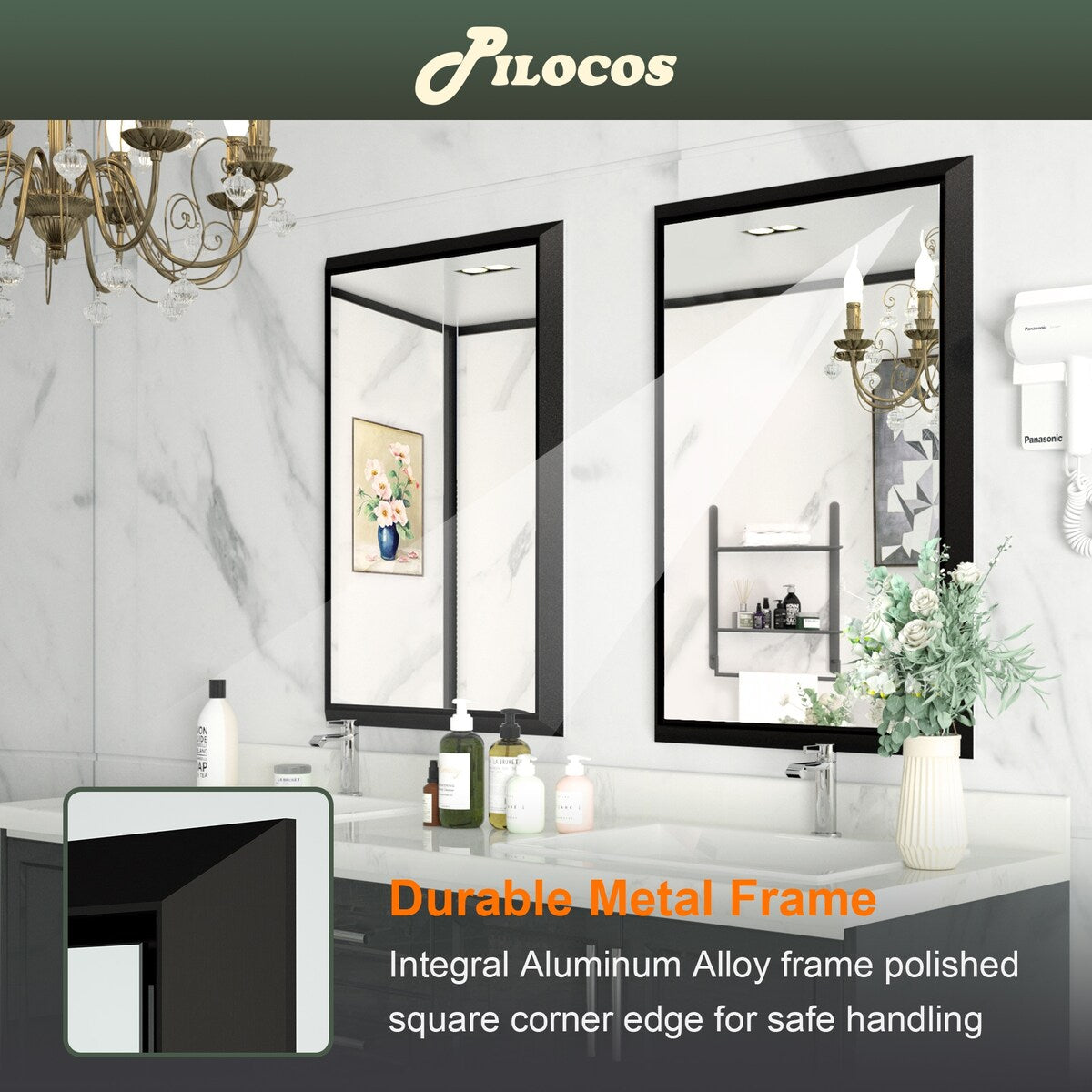 Bathroom Mirrors Wall Mounted Rectangle Vanity Cosmetic Makeup Mirror