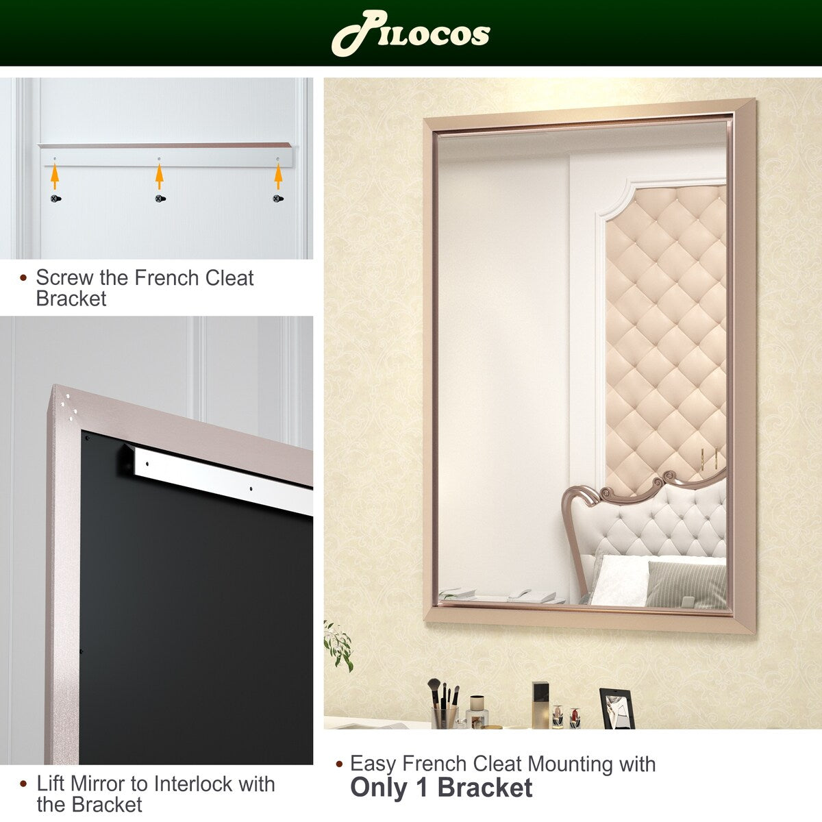 Bathroom Mirrors Wall Mounted Rectangle Vanity Cosmetic Makeup Mirror