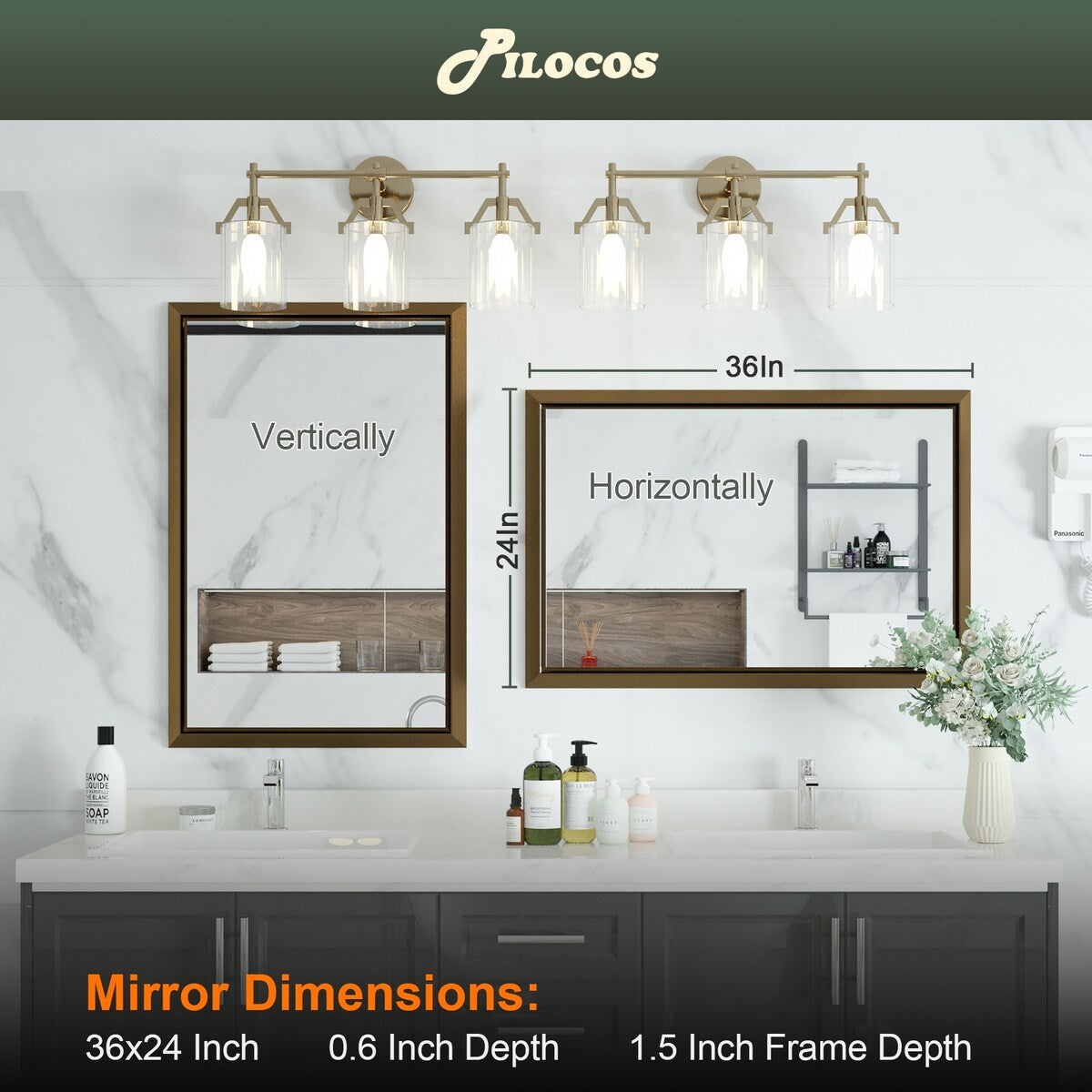 Bathroom Mirrors Wall Mounted Rectangle Vanity Cosmetic Makeup Mirror