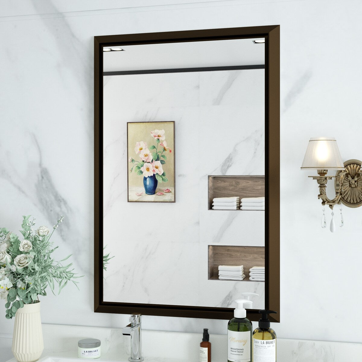 Bathroom Mirrors Wall Mounted Rectangle Vanity Cosmetic Makeup Mirror