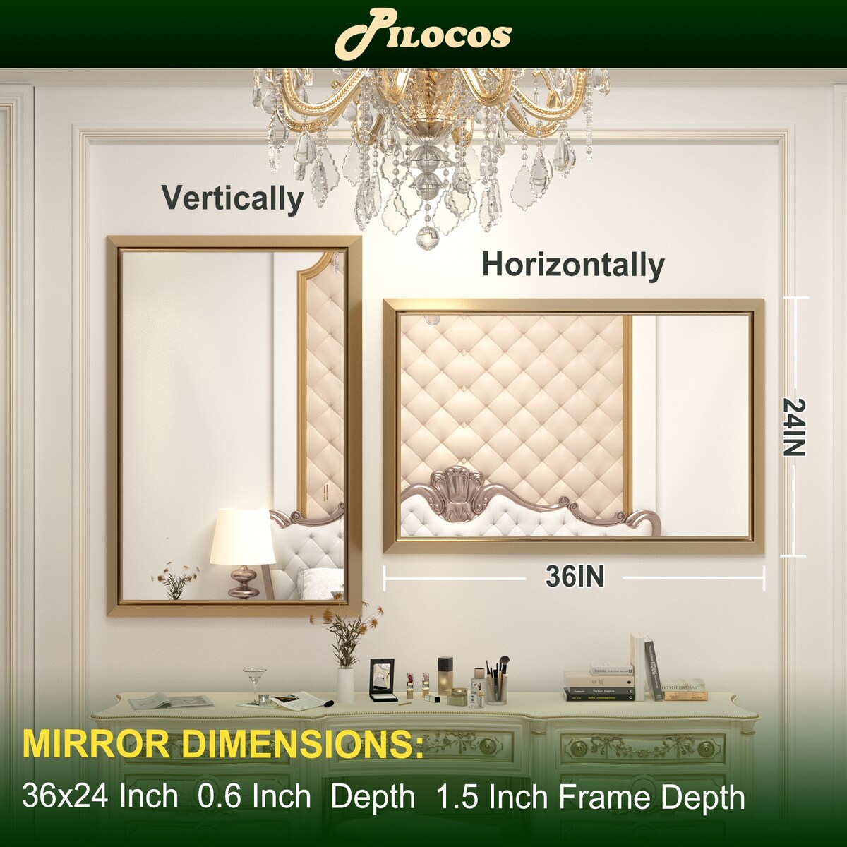 Bathroom Mirrors Wall Mounted Rectangle Vanity Cosmetic Makeup Mirror