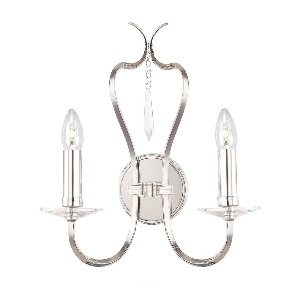 Lucas McKearn Modern Style Two Light Wall Sconce Crystal Nickel