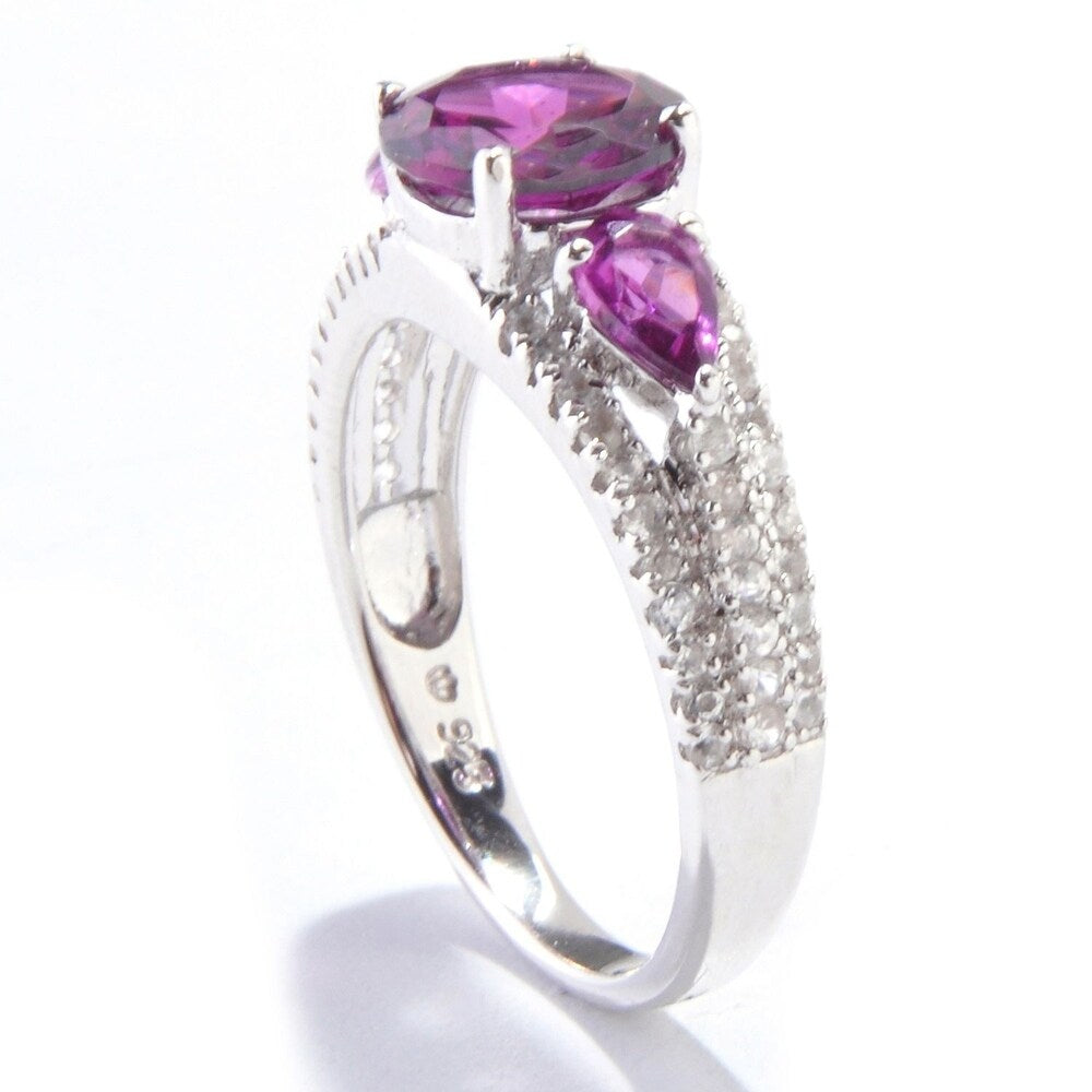 Platinum O/ Silver 2.93Ctw Rhodolite Garnet Ring