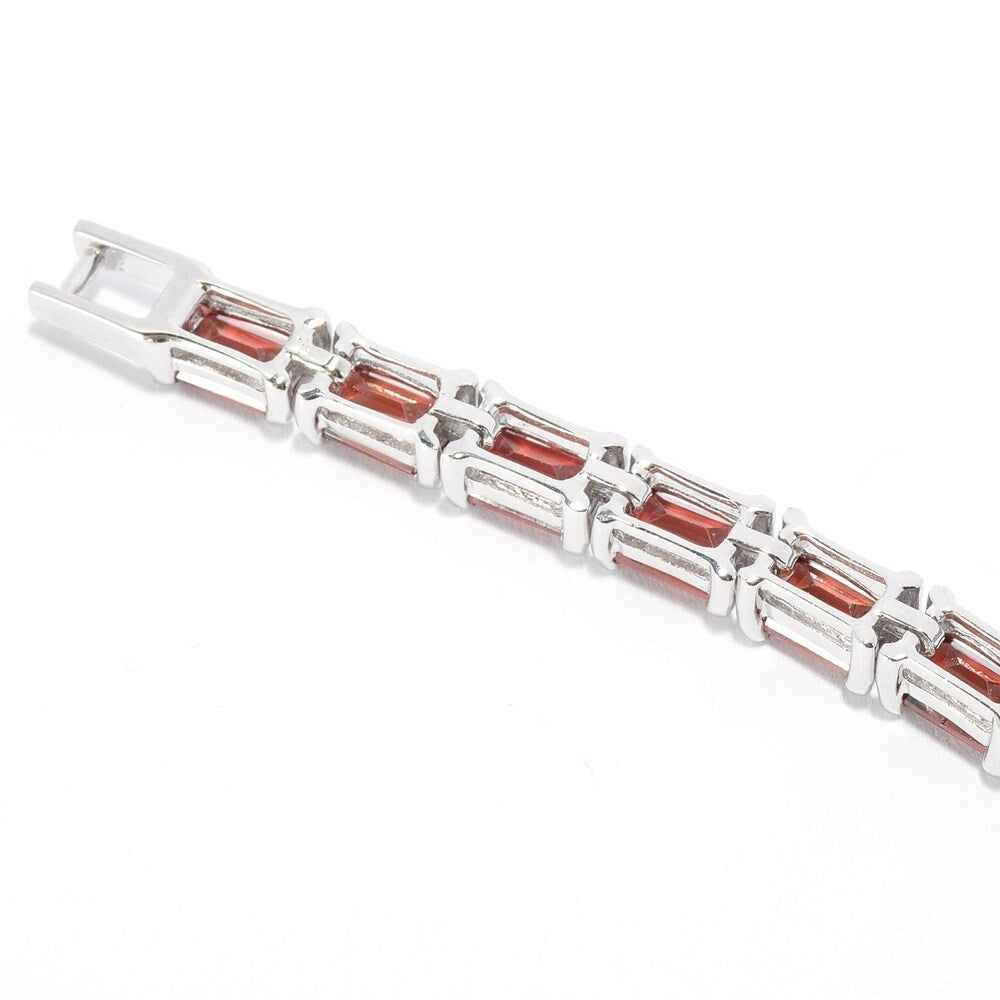 Sterling Silver Baguette Garnet Line Bracelet