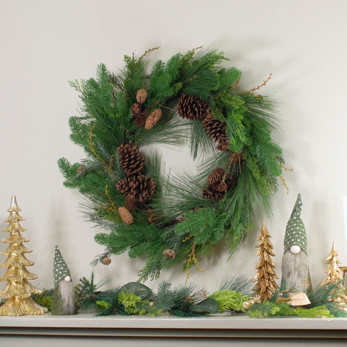 Pine Cone and Cedar Artificial Christmas Wreath - 32-Inch Unlit - 32"