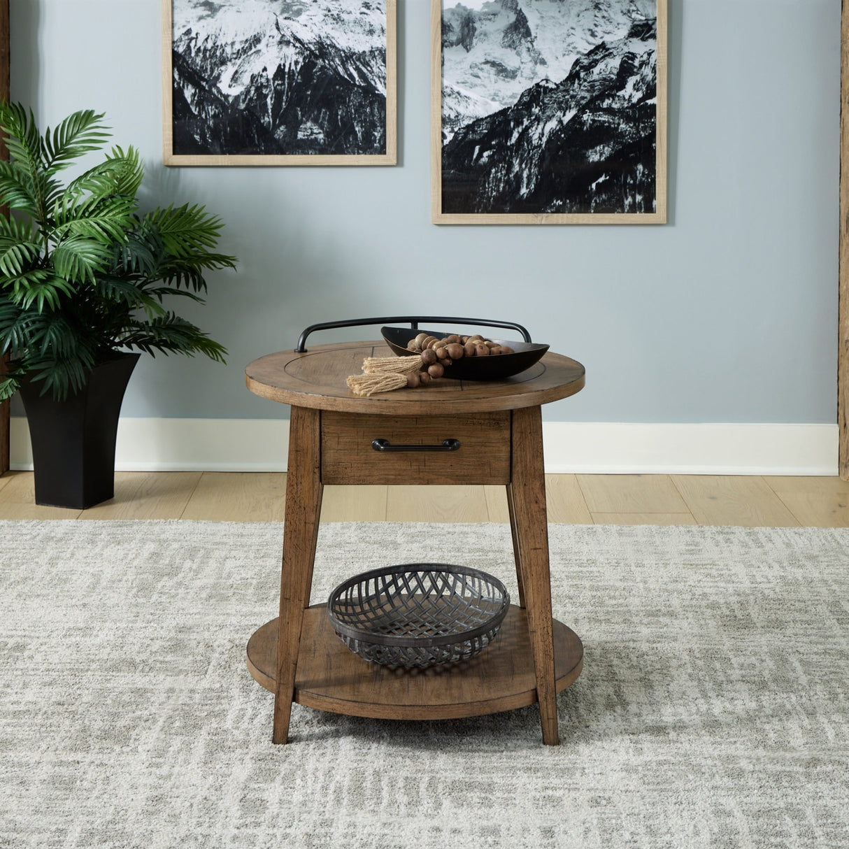 Pinebrook Ridge Weathered Toffee Round End Table