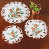Embroidered Pinecone Cutwork Table Linens